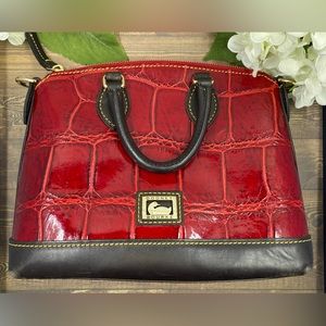 Dooney & Bourke Red Croc Embossed Leather Mini-Tote Crossbody